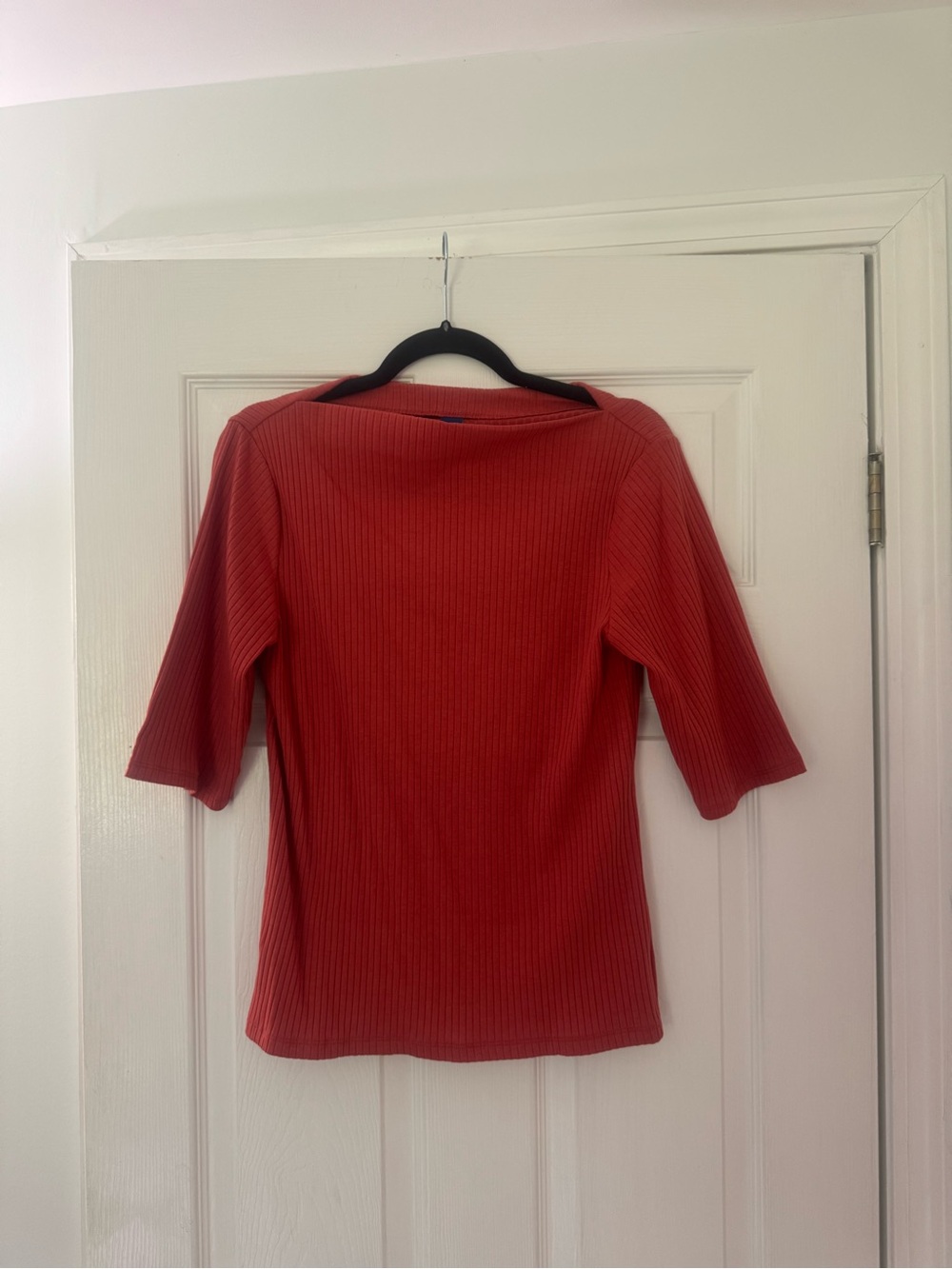 Coral Ribbed Boatneck Top